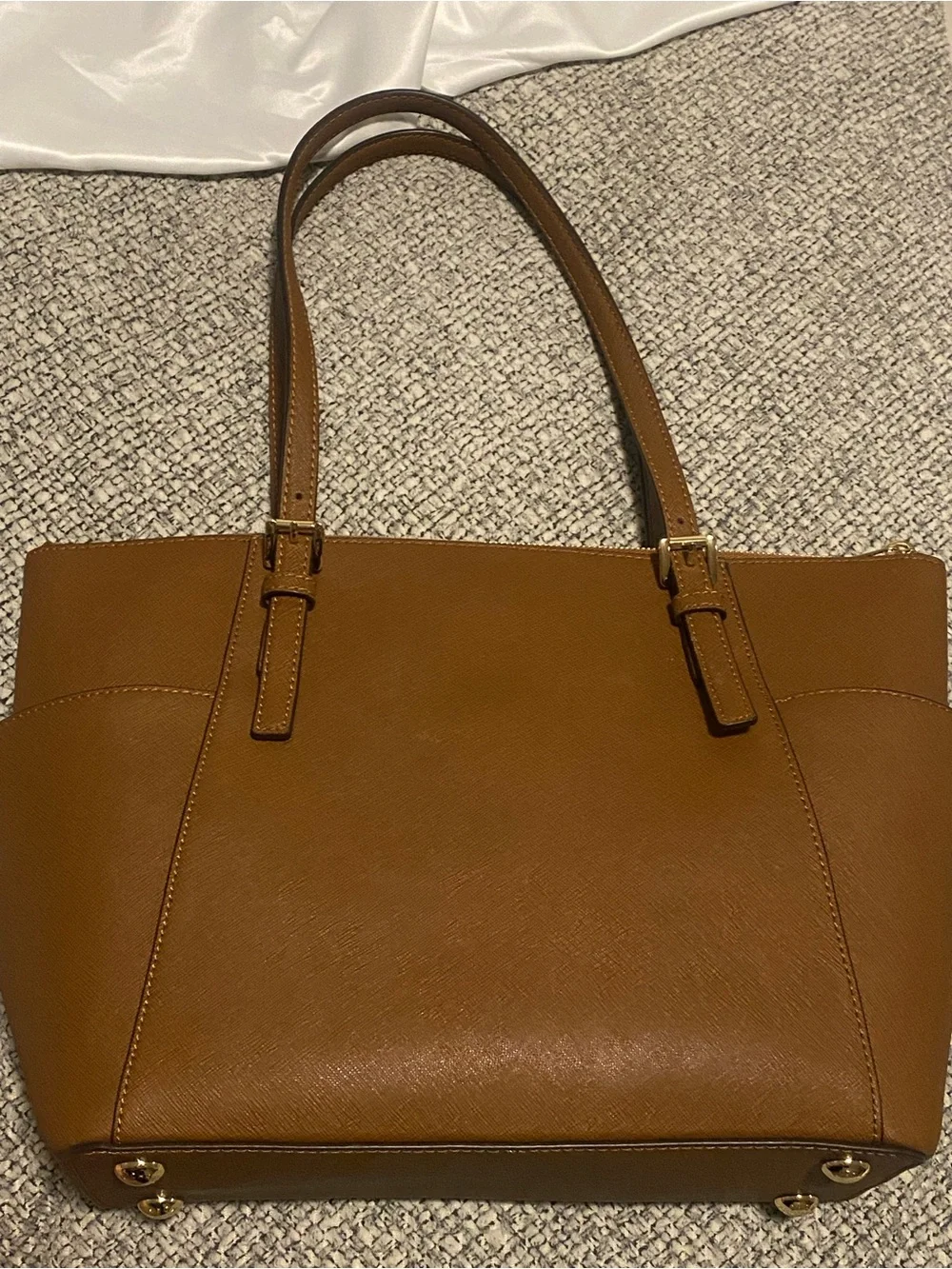 Michael Kors Tan Leather Tote with Gold Logo Charm
